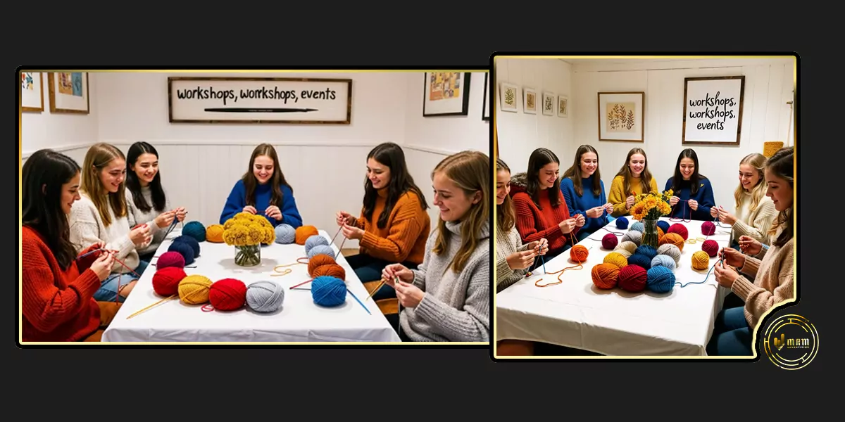 Crochet workshop in Dubai for corporate events designed to encourage patience and teamwork.